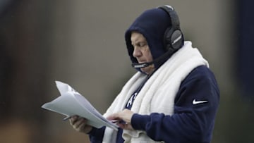 Dec 24, 2016; Foxborough, MA, USA; New England Patriots head coach Bill Belichick looks on from the sidelines against the New York Jets in the first quarter at Gillette Stadium. Mandatory Credit: David Butler II-USA TODAY Sports