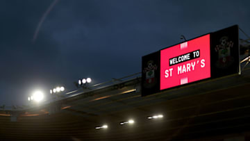 SOUTHAMPTON, ENGLAND - OCTOBER 25: The LED screen inside the stadium shows a welcome message prior to the Premier League match between Southampton FC and Leicester City at St Mary's Stadium on October 25, 2019 in Southampton, United Kingdom. (Photo by Naomi Baker/Getty Images)