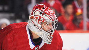 CALGARY, AB - DECEMBER 19: Carey Price #31 of the Montreal Canadiens in action against the Calgary Flames during an NHL game at Scotiabank Saddledome on December 19, 2019 in Calgary, Alberta, Canada. (Photo by Derek Leung/Getty Images)