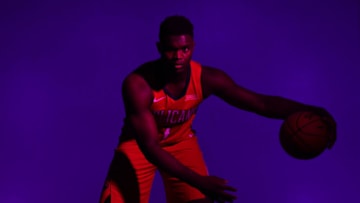 NOMADISON, NJ - AUGUST 11: Zion Williamson #1 of the New Orleans Pelicans poses for a portrait during the 2019 NBA Rookie Photo Shoot on August 11, 2019 at Fairleigh Dickinson University in Madison, New Jersey. NOTE TO USER: User expressly acknowledges and agrees that, by downloading and/or using this photograph, user is consenting to the terms and conditions of the Getty Images License Agreement. Mandatory Copyright Notice: Copyright 2019 NBAE (Photo by Jesse D. Garrabrant/NBAE via Getty Images)