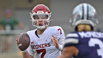 Quarterback Spencer Rattler #7 of the Oklahoma Sooners. (Photo by Peter Aiken/Getty Images)