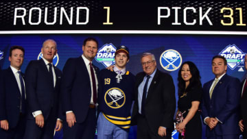 Jun 21, 2019; Vancouver, BC, Canada; Ryan Johnson poses for a photo after being selected as the number thirty-one overall pick to the Buffalo Sabres in the first round of the 2019 NHL Draft at Rogers Arena. Mandatory Credit: Anne-Marie Sorvin-USA TODAY Sports