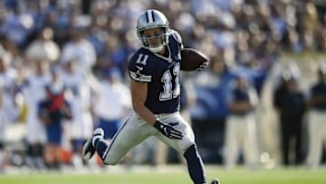 Aug 13, 2016; Los Angeles, CA, USA; Dallas Cowboys wide receiver Cole Beasley (11) runs the ball against the Los Angeles Rams during the first quarter at Los Angeles Memorial Coliseum. Mandatory Credit: Kelvin Kuo-USA TODAY Sports