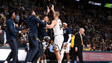 DENVER, CO - FEBRUARY 24: The Denver Nuggets reacts against the LA Clippers on February 24, 2019 at the Pepsi Center in Denver, Colorado. NOTE TO USER: User expressly acknowledges and agrees that, by downloading and/or using this Photograph, user is consenting to the terms and conditions of the Getty Images License Agreement. Mandatory Copyright Notice: Copyright 2019 NBAE (Photo by Garrett Ellwood/NBAE via Getty Images)