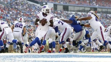 Aug 20, 2016; Orchard Park, NY, USA; Buffalo Bills quarterback Cardale Jones (7) rolls out to throws a pass from the the end zone during the second half against the New York Giants at New Era Field. Bills beat the Giants 21-0. Mandatory Credit: Kevin Hoffman-USA TODAY Sports