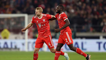 Bayern Munich defenders Dayot Upamecano and Matthijs de Ligt. (Photo by Christian Kaspar-Bartke/Getty Images)