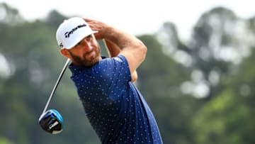 RIDGELAND, SOUTH CAROLINA - JUNE 10: Dustin Johnson plays his shot from the first tee during the first round of the Palmetto Championship at Congaree on June 10, 2021 in Ridgeland, South Carolina. (Photo by Mike Ehrmann/Getty Images)