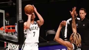 Milwaukee Bucks guard Bryn Forbes shoots the ball. (Photo by Tim Nwachukwu/Getty Images)