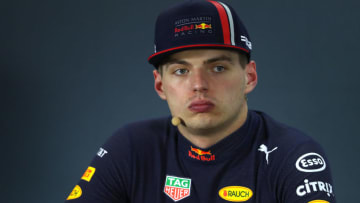 ABU DHABI, UNITED ARAB EMIRATES - DECEMBER 01: Third placed Max Verstappen of Netherlands and Red Bull Racing talks in the press conference after the F1 Grand Prix of Abu Dhabi at Yas Marina Circuit on December 01, 2019 in Abu Dhabi, United Arab Emirates. (Photo by Francois Nel/Getty Images)