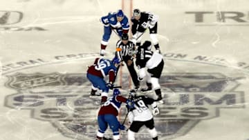 COLORADO SPRINGS, COLORADO - FEBRUARY 15: The Colorado Avalanche face off against the Los Angels Kings during the 2020 NHL Stadium Series game at Falcon Stadium on February 15, 2020 in Colorado Springs, Colorado. (Photo by Matthew Stockman/Getty Images)