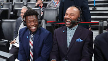 OKC Thunder, Nate Robinson and Derek Fisher broadcast (Photo by Joe Murphy/NBAE via Getty Images)
