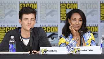 SAN DIEGO, CA - JULY 22: Grant Gustin and Candice Patton attend the 'The Flash' Video Presentation And Q A during Comic-Con International 2017 at San Diego Convention Center on July 22, 2017 in San Diego, California. (Photo by Mike Coppola/Getty Images)