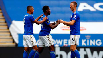Leicester City players (Photo by JASON CAIRNDUFF/POOL/AFP via Getty Images)