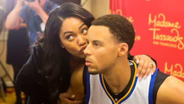 OAKLAND, CA - MARCH 24: Golden State Warriors' Stephen Curry's wife Ayesha poses with her husband's wax figure made by Madame Tussauds San Francisco located on Fisherman's Warf on March 24, 2016 in Oakland, California. (Photo by Beck Diefenbach/Getty Images for Madame Tussauds San Francisco)