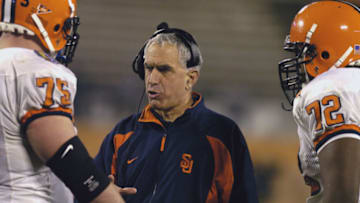 Syracuse coach Paul Pasqualoni directs play during halftime against Georgia Tech in the Champs Sports Bowl at the Florida Citrus Bowl, Orlando, Florida Dec 21, 2004. (Photo by A. Messerschmidt/Getty Images) *** Local Caption ***