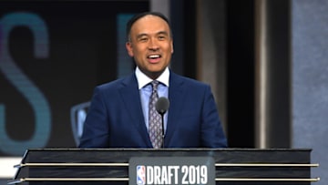 NEW YORK, NEW YORK - JUNE 20: NBA Deputy Commissioner Mark Tatum speaks during the second round of the 2019 NBA Draft at the Barclays Center on June 20, 2019 in the Brooklyn borough of New York City. NOTE TO USER: User expressly acknowledges and agrees that, by downloading and or using this photograph, User is consenting to the terms and conditions of the Getty Images License Agreement. (Photo by Sarah Stier/Getty Images)