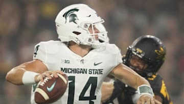 TEMPE, AZ - SEPTEMBER 08: Quarterback Brian Lewerke #14 of the Michigan State Spartans drops back to pass during the college football game against the Arizona State Sun Devils at Sun Devil Stadium on September 8, 2018 in Tempe, Arizona. The Sun Devils defeated the Spartans 16-13. (Photo by Christian Petersen/Getty Images)