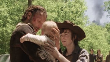 Rick, Carl and Judith. The Walking Dead - AMC