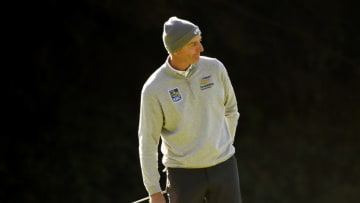 PACIFIC PALISADES, CALIFORNIA - FEBRUARY 18: Jim Furyk of the United States reacts on the 12th green during the first round of The Genesis Invitational at Riviera Country Club on February 18, 2021 in Pacific Palisades, California. (Photo by Harry How/Getty Images)