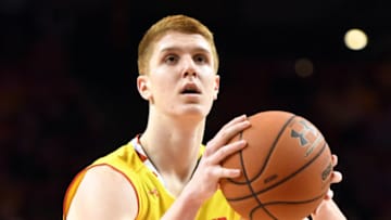 COLLEGE PARK, MD - FEBRUARY 10: Kevin Huerter #4 of the Maryland Terrapins takes a foul shot during a college basketball game against the Northwestern Wildcats at the Xfinity Center on February 10, 2018 in College Park, Maryland. The Terrapins won 73-57. (Photo by Mitchell Layton/Getty Images)