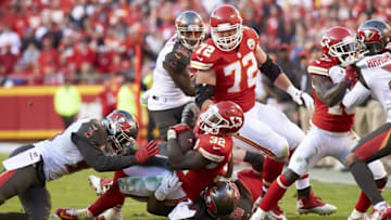 Nov 20, 2016; Kansas City, MO, USA; Kansas City Chiefs running back Spencer Ware (32) runs the ball against Tampa Bay Buccaneers at Arrowhead Stadium. Mandatory Credit: Gary Rohman-USA TODAY Sports