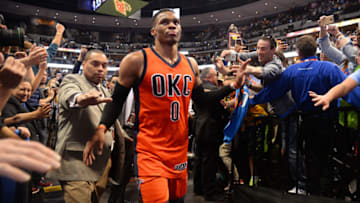 DENVER, CO - APRIL 9: Russell Westbrook (Photo by Bart Young/NBAE via Getty Images)