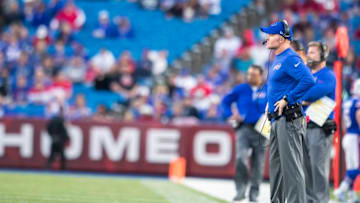 ORCHARD PARK, NY - AUGUST 31: Head coach Sean McDermott of the Buffalo Bills watches game action during a preseason game against the Detroit Lions on August 31, 2017 at New Era Field in Orchard Park, New York. (Photo by Brett Carlsen/Getty Images)
