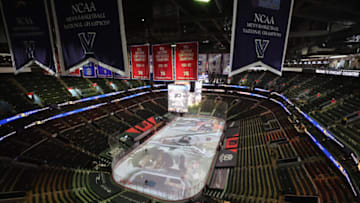 PHILADELPHIA, PENNSYLVANIA - MAY 10: A general view of the arena prior to the game between the Philadelphia Flyers and the New Jersey Devils at the Wells Fargo Center on May 10, 2021 in Philadelphia, Pennsylvania. (Photo by Bruce Bennett/Getty Images)