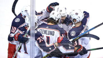Kevin Stenlund #11 of the Columbus Blue Jackets (Photo by Elsa/Getty Images)