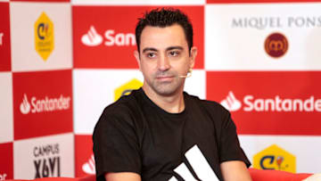 BARCELONA, SPAIN - JUNE 10: Coach Xavi Hernandez attends 'Campus Xavi Hernández by Santander' at Work Cafe on June 10, 2021 in Barcelona, Spain. (Photo by Miquel Benitez/Getty Images)