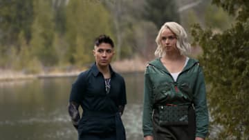 Melissa Navia as Ortegas and Jess Bush as Nurse Chapel of the Paramount+ original series STAR TREK: STRANGE NEW WORLDS. Photo Cr: Marni Grossman/Paramount+ ©2022 CBS Studios. All Rights Reserved.