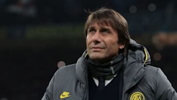 MILAN, ITALY - DECEMBER 10: FC Internazionale coach Antonio Conte looks on during the UEFA Champions League group F match between FC Internazionale and FC Barcelona at Giuseppe Meazza Stadium on December 10, 2019 in Milan, Italy. (Photo by Emilio Andreoli/Getty Images)