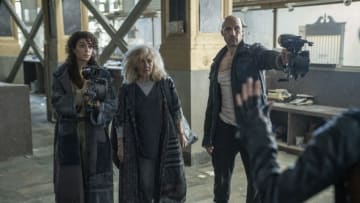 Karina Ortiz as Amaia, Eleanor Reissa as Esther, Jonathan Higginbotham as Tomasso,  - The Walking Dead: Dead City _ Season 1, Episode 2 - Photo Credit: Peter Kramer/AMC