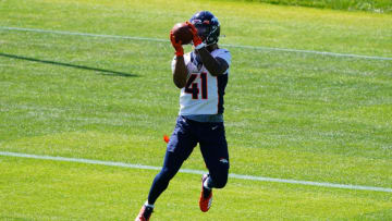 May 24, 2021; Englewood, Colorado, USA; Denver Broncos safety Jamar Johnson (41) during organized team activities at the UCHealth Training Center. Mandatory Credit: Ron Chenoy-USA TODAY Sports