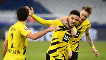Jadon Sancho scored for Borussia Dortmund against Schalke (Photo by INA FASSBENDER/AFP via Getty Images)