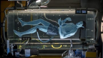 Avatar Flight of Passage, a 3-D thrilling adventure set to open on Pandora Ð The World of Avatar at DisneyÕs Animal Kingdom, offers guests the chance to connect with an avatar and soar on a banshee over Pandora. The journey begins in the queue, as guests get a peek inside a high-tech research lab to view an avatar still in its growth state inside an amnio tank. The room features charts and screens that show just how humans will "connect" with a fully developed avatar for their upcoming flight on a banshee. (Kent Phillips, photographer)