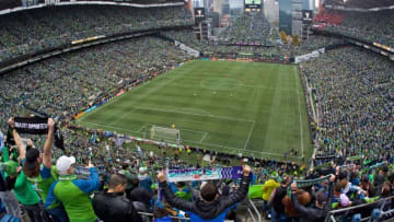 SEATTLE, WA - NOVEMBER 10: A general view of fans cheering before the MLS Cup during a game between Toronto FC and Seattle Sounders FC at CenturyLink Field on November 10, 2019 in Seattle, Washington. (Photo by Craig Mitchelldyer/ISI Photos/Getty Images)
