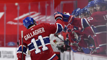 Mar 2, 2021; Montreal, Quebec, CAN; Montreal Canadiens Brendan Gallagher Mandatory Credit: Eric Bolte-USA TODAY Sports