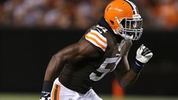 Aug 8, 2013; Cleveland, OH, USA; Cleveland Browns defensive end Barkevious Mingo (51) against the St. Louis Rams during the second quarter at FirstEnergy Field. Mandatory Credit: Ron Schwane-USA TODAY Sports