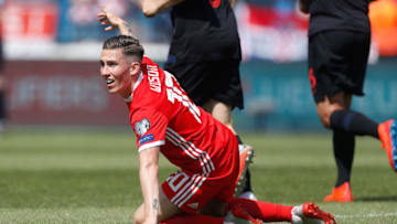 OSIJEK, CROATIA - JUNE 8: Harry Wilson of Wales reacts during the 2020 UEFA European Championships group E qualifying match between Croatia and Wales on June 8, 2019 in Osijek, Croatia.(Photo by Laszlo Balogh/Getty Images)