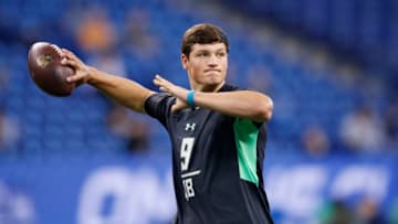 INDIANAPOLIS, IN - FEBRUARY 27: Quarterback Christian Hackenberg of Penn State throws during the 2016 NFL Scouting Combine at Lucas Oil Stadium on February 27, 2016 in Indianapolis, Indiana. (Photo by Joe Robbins/Getty Images)