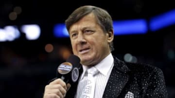 Mar 21, 2014; San Antonio, TX, USA; TV announcer Craig Sager talks in the first half of a men