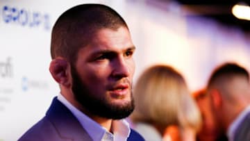 MOSCOW, RUSSIA - NOVEMBER 26: Russian mixed martial artist and UFC lightweight champion Khabib Nurmagomedov attends 2018 Synergy Global Forum in Moscow, Russia on November 26, 2018. (Photo by Sefa Karacan/Anadolu Agency/Getty Images)