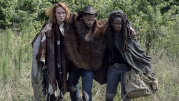 Breeda Wool as Aiden, Andrew Bachelor as Bailey, Danai Gurira as Michonne - The Walking Dead _ Season 10, Episode 13 - Photo Credit: Gene Page/AMC