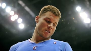 December 1, 2013; Los Angeles, CA, USA; Los Angeles Clippers power forward Blake Griffin (32) during a stoppage in play against the Indiana Pacers during the second half at Staples Center. Mandatory Credit: Gary A. Vasquez-USA TODAY Sports