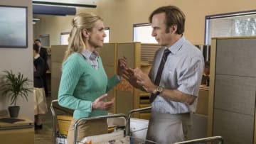 Rhea Seehorn as Kim Wexler, Bob Odenkirk as Jimmy McGill - Better Call Saul _ Season 4, Episode 6 - Photo Credit: Nicole Wilder/AMC/Sony Pictures Television