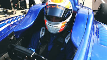 Ed Jones sits in his Indy Lights car. Photo Credit: Joe Skibinski/Courtesy of IndyCar