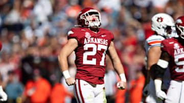 Hayden Henry, Arkansas football (Photo by Wesley Hitt/Getty Images)