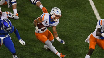 Oct 31, 2020; Colorado Springs, Colorado, USA; Boise State Broncos wide receiver Khalil Shakir (2) carries the ball in the second half against the Air Force Falcons at Falcon Stadium. Mandatory Credit: Ron Chenoy-USA TODAY Sports