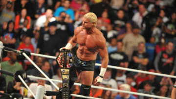ATLANTA, GA - OCTOBER 31: Dolph Ziggler stands on the ropes during their WWE match at the WWE Monday Night Raw Supershow Halloween event at the Philips Arena on October 31, 2011 in Atlanta, Georgia. (Photo by Moses Robinson/Getty Images)